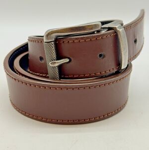 Aeropostale Y2K Brown Black Reversible Belt Men's M  1.25" wide Roller Buckle